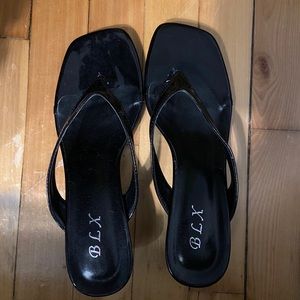 KENDALL Jenner style black petite kitten sandals